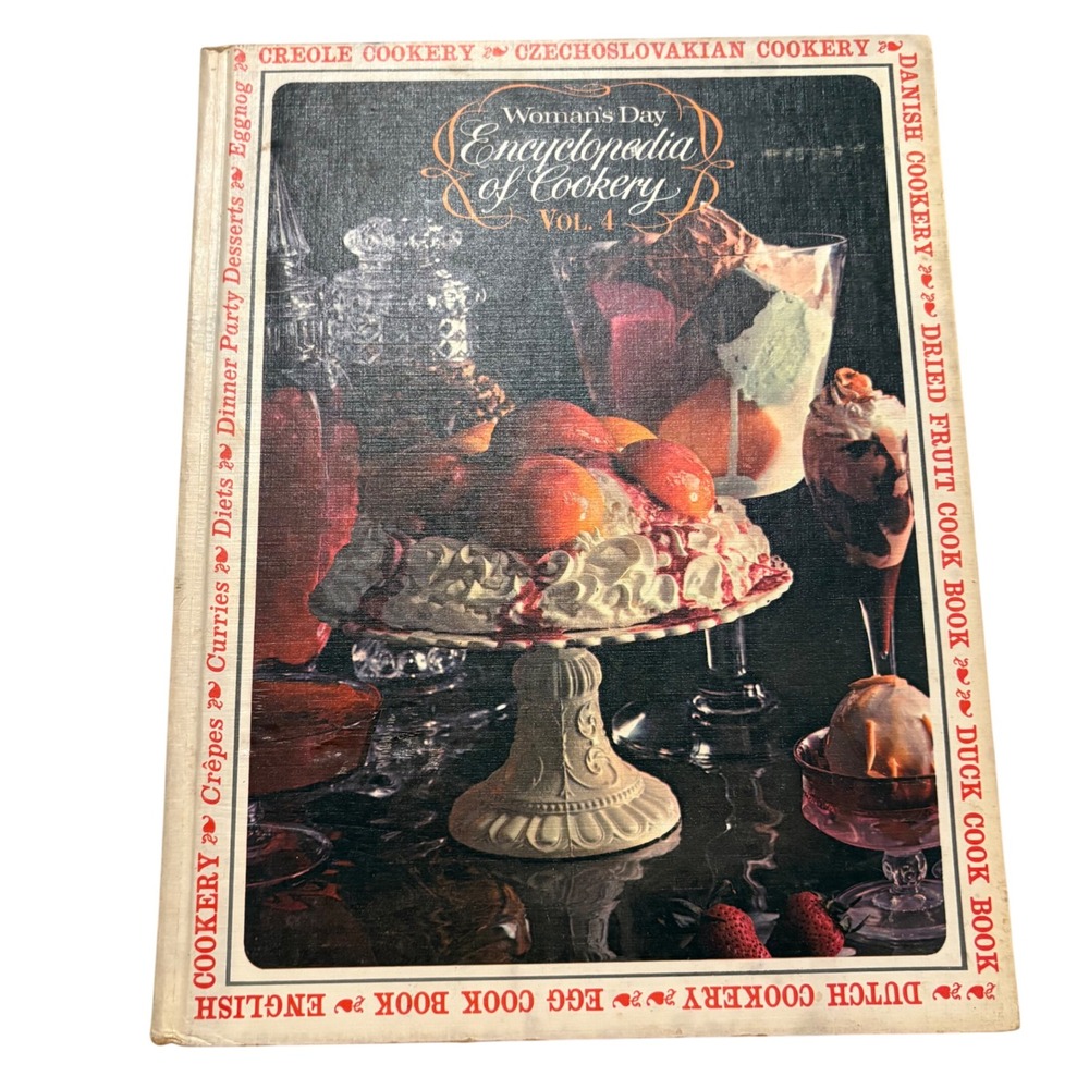 Vtg 1966 Womans Day Encyclopedia of Cookery‎ Vol 4 MCM Retro Kitchen Decor Prop